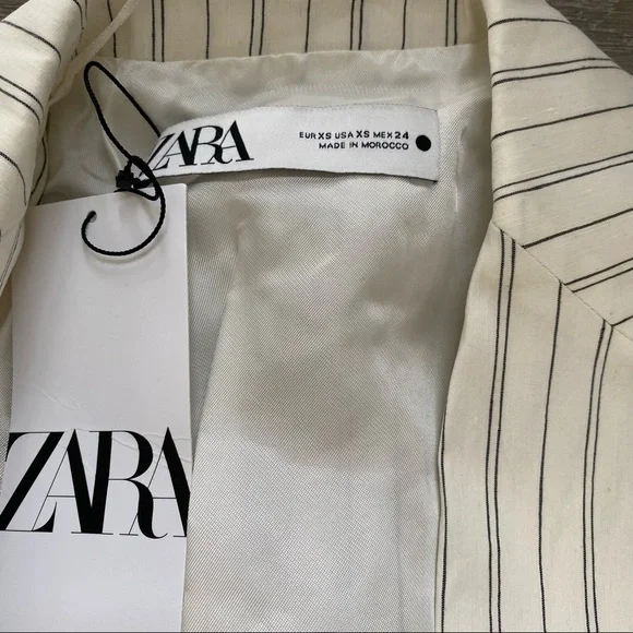 Matching Set - Zara Cropped Striped Blazer with Linen Blend Midi Skirt - Picture 7 of 11